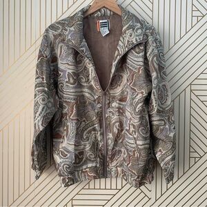EVR DIV Rousso Silk Paisley bomber Windbreaker Jacket Sz L